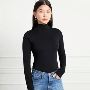 Hillhouse NWT Luna Black Fitted Long Sleeve Bodysuit